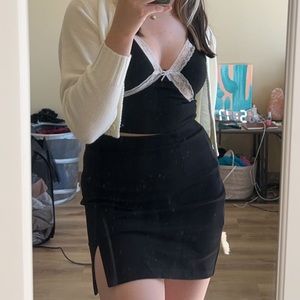 Black Mini pencil skirt with slit